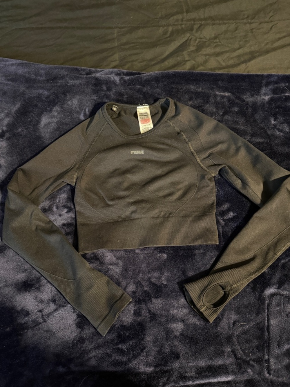 Gymshark Black Long-Sleeve Seamless Crop Top with Thumbholes